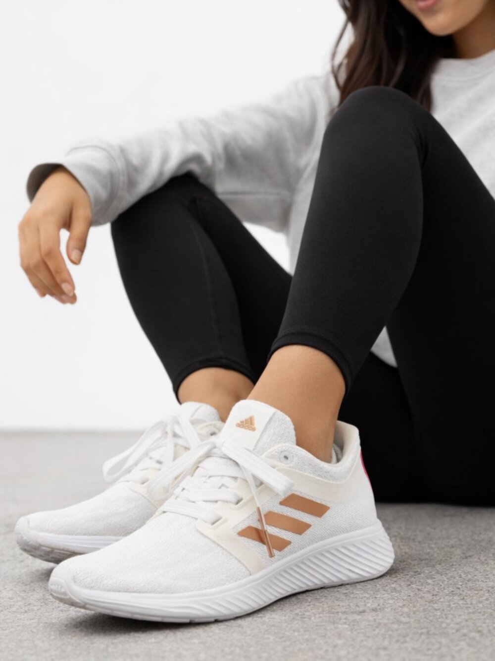 Adidas Edge Lux 3 Women 9.5 White Copper Running Shoes Bounce Sneaker Gym EF7035